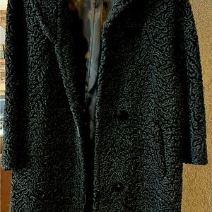 Lord & Taylor Elegant faux Black Persian Lambs Wool Coat